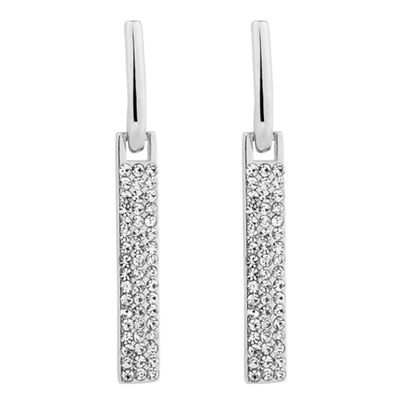 Rectangular crystal silver stick drop earring